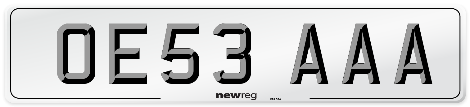 OE53 AAA Number Plate from New Reg